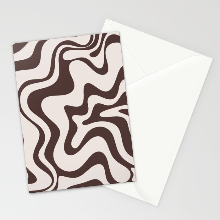 Retro Liquid Swirl Abstract Pattern in Brown Stationery Card Gallery Image 2
