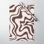 Retro Liquid Swirl Abstract Pattern in Brown Wrapping Paper Gallery Image 1