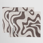 Retro Liquid Swirl Abstract Pattern in Brown Placemat Gallery Image 1