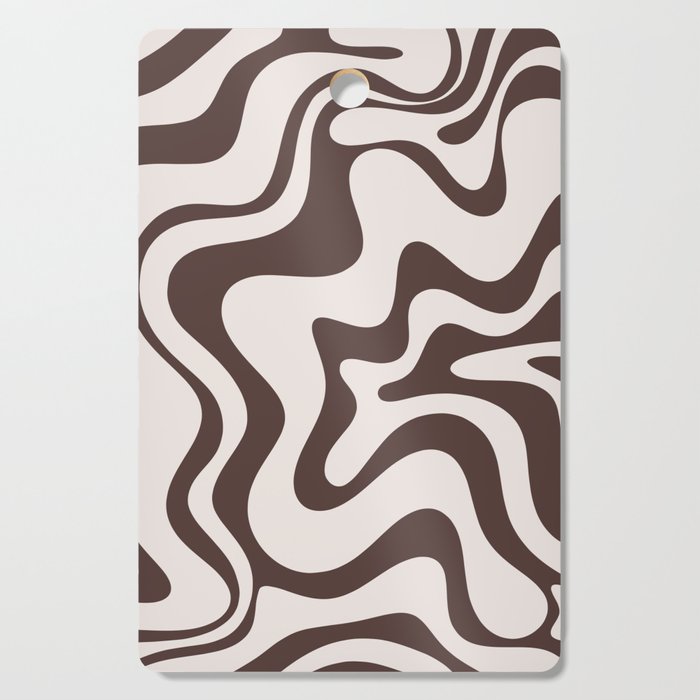 Retro Liquid Swirl Abstract Pattern in Brown Cutting Board Gallery Image 1