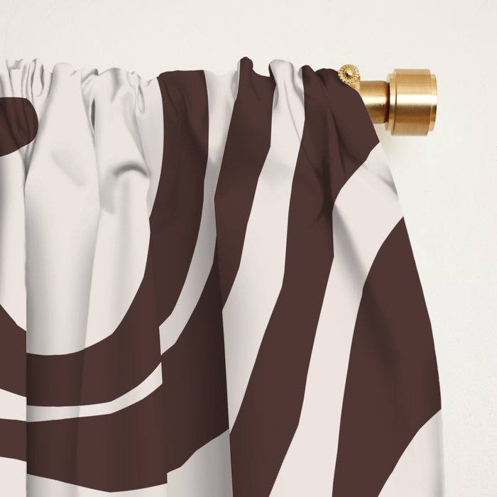 Retro Liquid Swirl Abstract Pattern in Brown Window Curtain Gallery Image 2