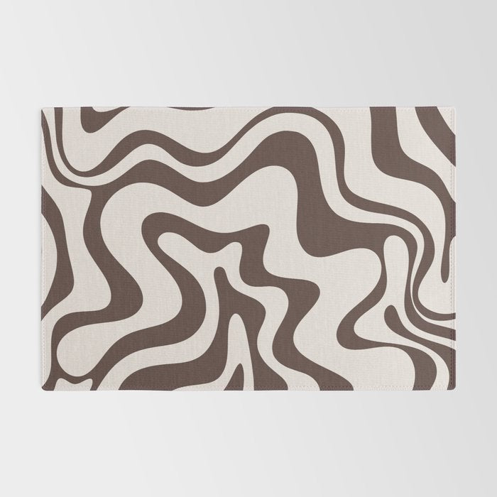 Retro Liquid Swirl Abstract Pattern in Brown Rug Gallery Image 2