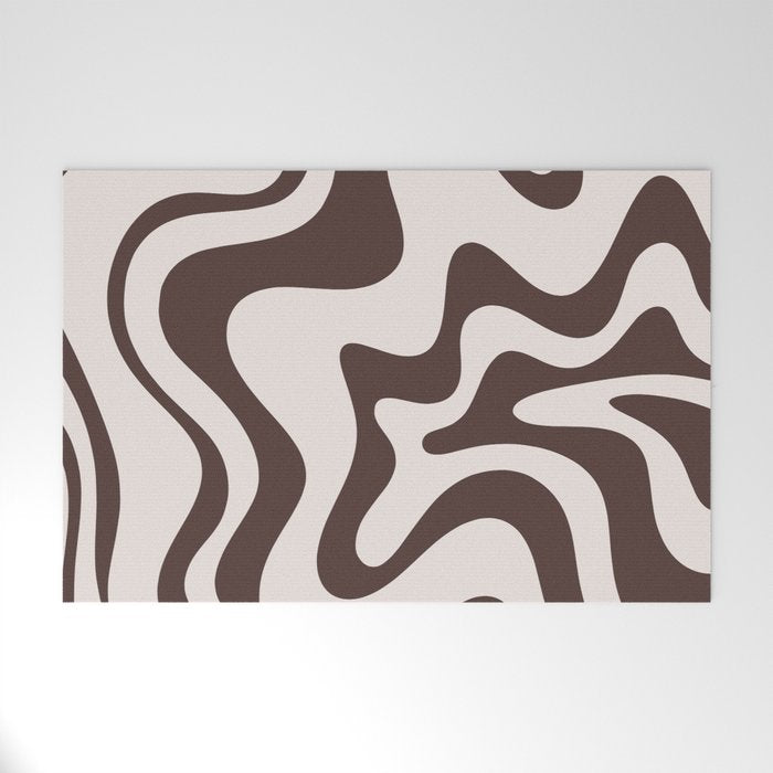 Retro Liquid Swirl Abstract Pattern in Brown Welcome Mat Gallery Image 1