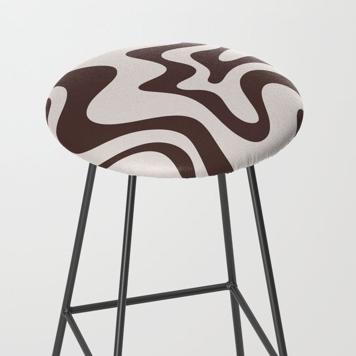 Retro Liquid Swirl Abstract Pattern in Brown Stool Gallery Image 2