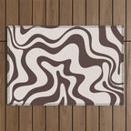 Retro Liquid Swirl Abstract Pattern in Brown Outdoor Rug Gallery Image 1