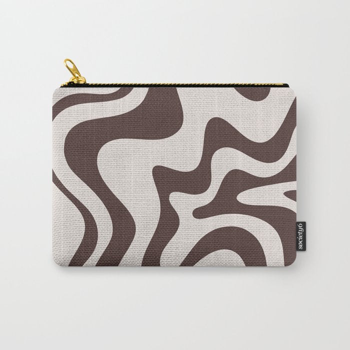 Retro Liquid Swirl Abstract Pattern in Brown Carry All Pouch Gallery Image 1