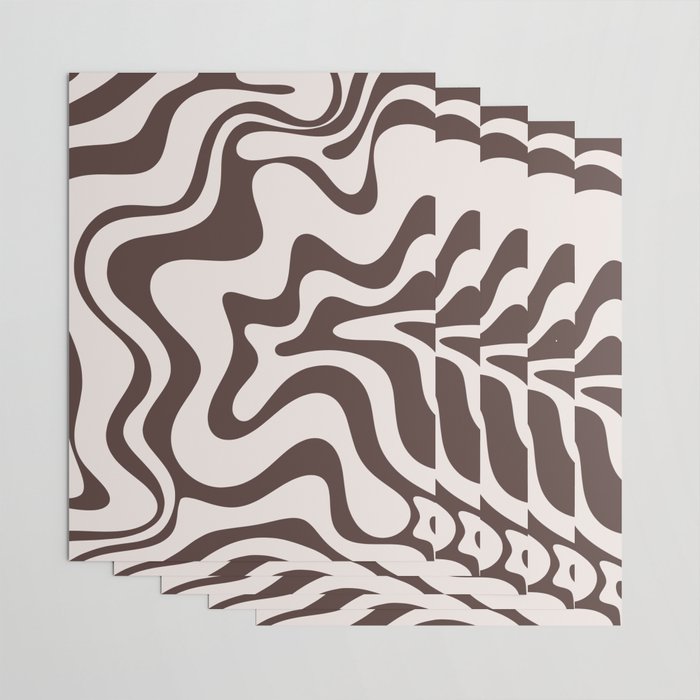 Retro Liquid Swirl Abstract Pattern in Brown Wrapping Paper Gallery Image 3
