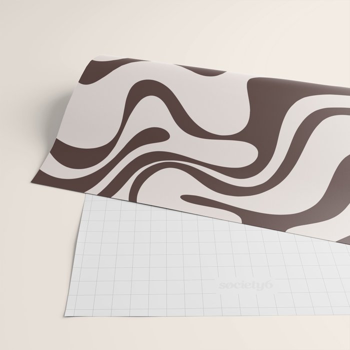 Retro Liquid Swirl Abstract Pattern in Brown Wrapping Paper Gallery Image 2