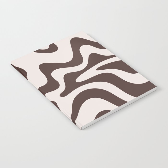 Retro Liquid Swirl Abstract Pattern in Brown Notebook Gallery Image 1