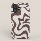 Retro Liquid Swirl Abstract Pattern in Brown iPhone Case Gallery Image 1