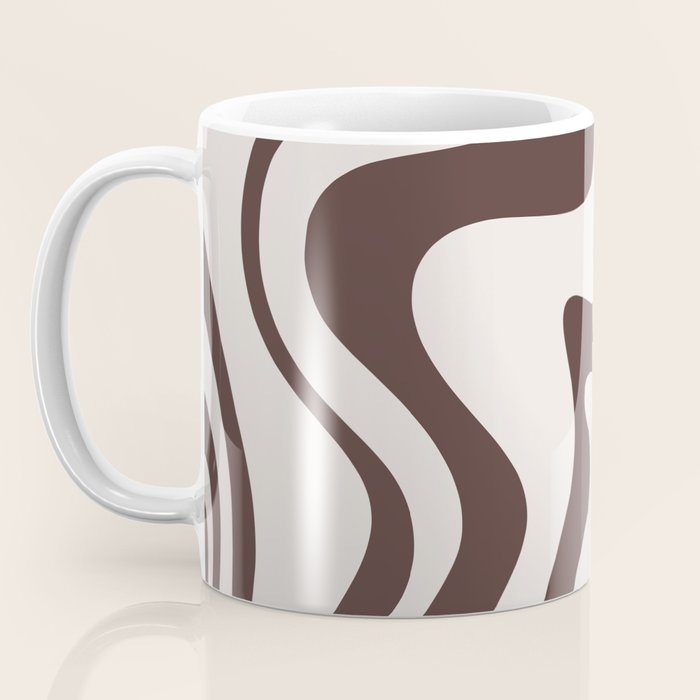 Retro Liquid Swirl Abstract Pattern in Brown Coffee Mug Gallery Image 3