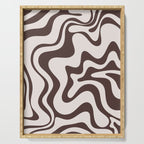 Retro Liquid Swirl Abstract Pattern in Brown Serving Tray Gallery Image 1