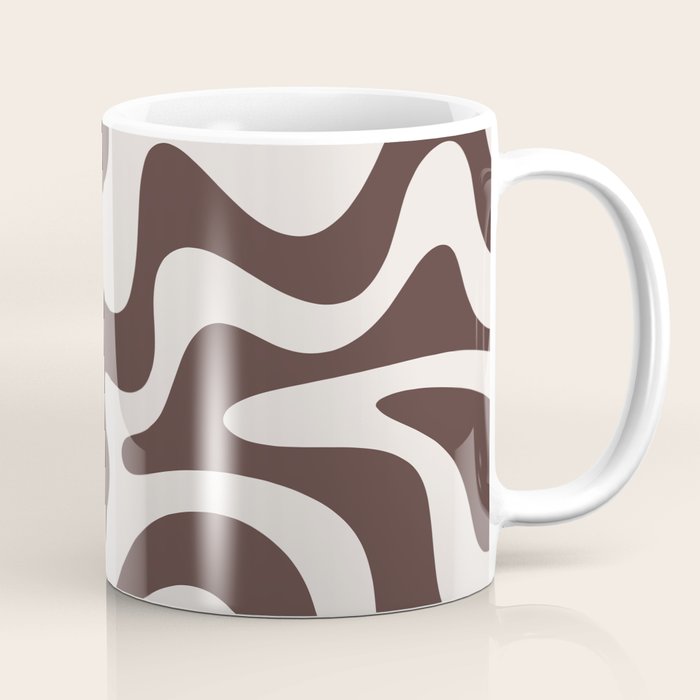 Retro Liquid Swirl Abstract Pattern in Brown Coffee Mug Gallery Image 1