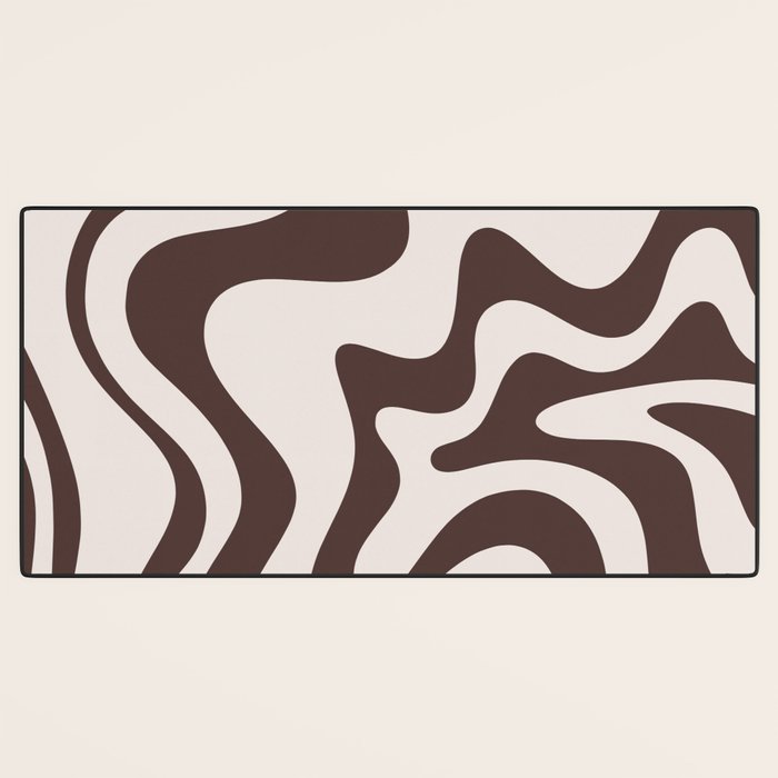 Retro Liquid Swirl Abstract Pattern in Brown Desk Mat Gallery Image 3