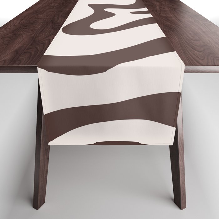 Retro Liquid Swirl Abstract Pattern in Brown Table Runner Gallery Image 1