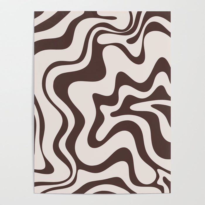Retro Liquid Swirl Abstract Pattern in Brown Poster Gallery Image 4