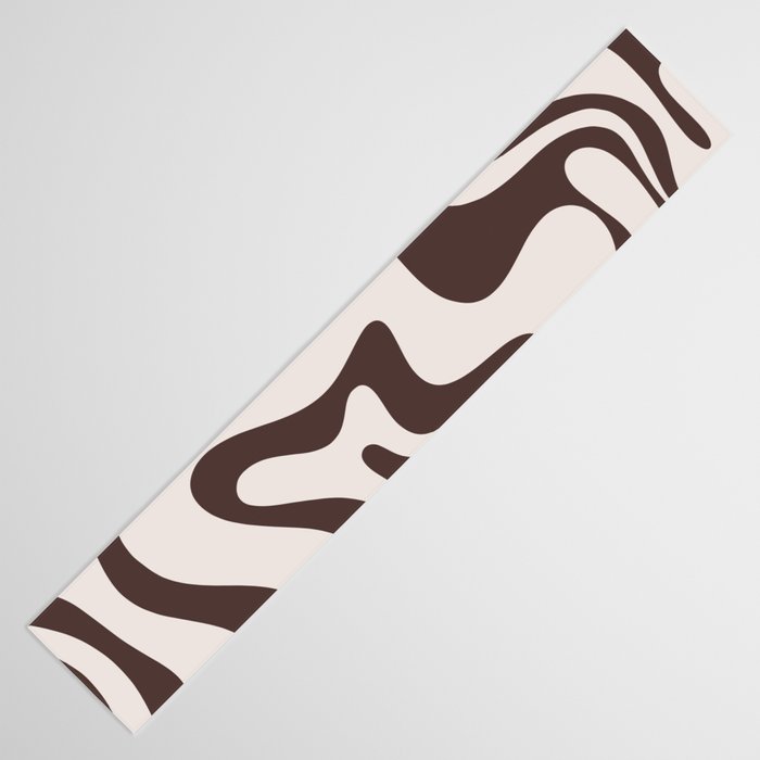 Retro Liquid Swirl Abstract Pattern in Brown Table Runner Gallery Image 3