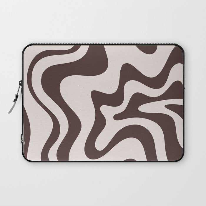 Retro Liquid Swirl Abstract Pattern in Brown Laptop Sleeve Gallery Image 1
