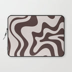 Retro Liquid Swirl Abstract Pattern in Brown Laptop Sleeve Gallery Image 1