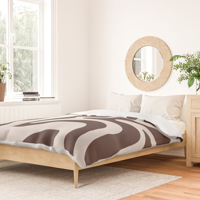 Retro Liquid Swirl Abstract Pattern in Brown Duvet Cover Gallery Image 2