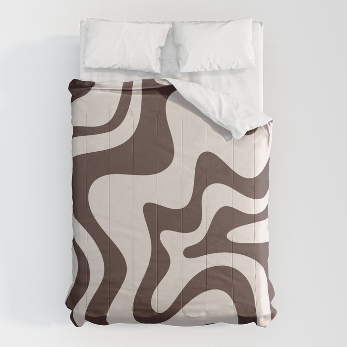 Retro Liquid Swirl Abstract Pattern in Brown Comforter Gallery Image 6