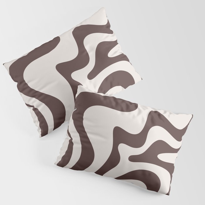 Retro Liquid Swirl Abstract Pattern in Brown Pillow Sham Gallery Image 1