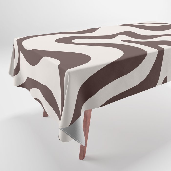 Retro Liquid Swirl Abstract Pattern in Brown Tablecloth Gallery Image 1
