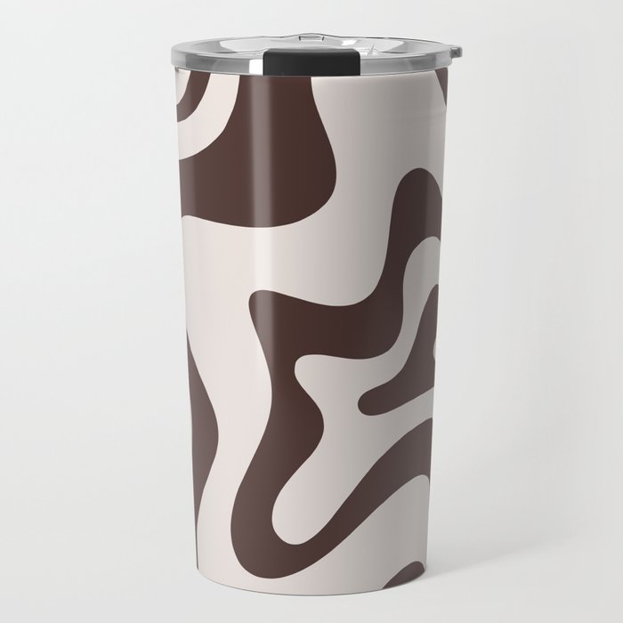 Retro Liquid Swirl Abstract Pattern in Brown Travel Mug Gallery Image 1