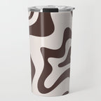 Retro Liquid Swirl Abstract Pattern in Brown Travel Mug Gallery Image 1