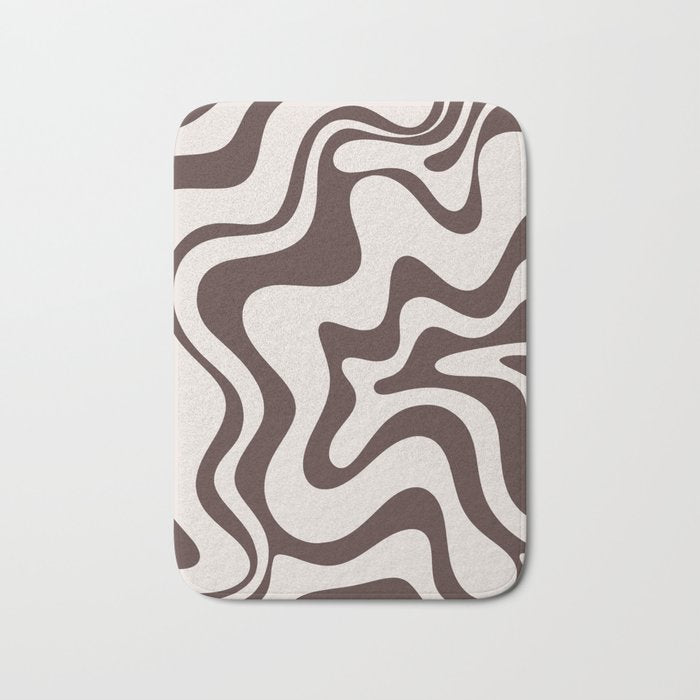 Retro Liquid Swirl Abstract Pattern in Brown Bath Mat Gallery Image 1