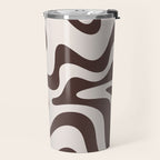 Retro Liquid Swirl Abstract Pattern in Brown Travel Mug Gallery Image 2