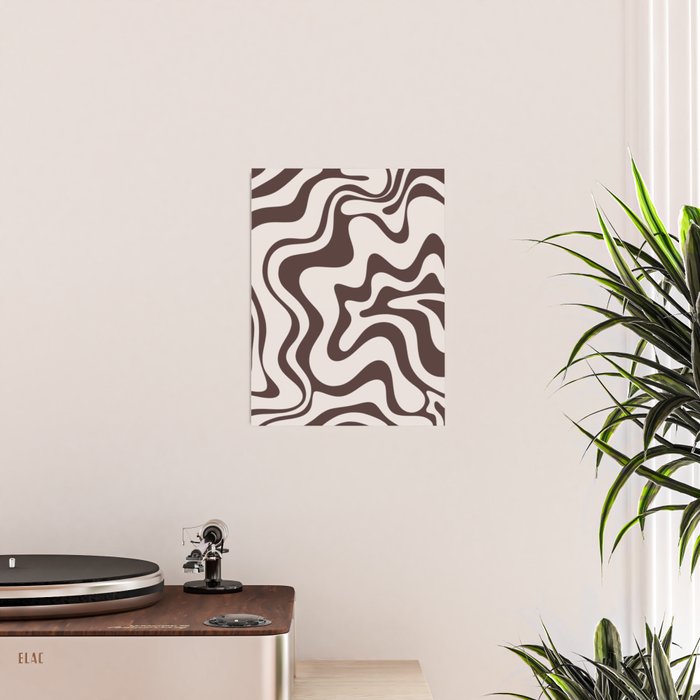 Retro Liquid Swirl Abstract Pattern in Brown Poster Gallery Image 2