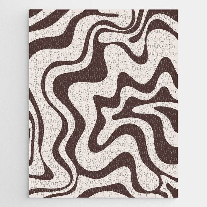 Retro Liquid Swirl Abstract Pattern in Brown Jigsaw Puzzle Gallery Image 1