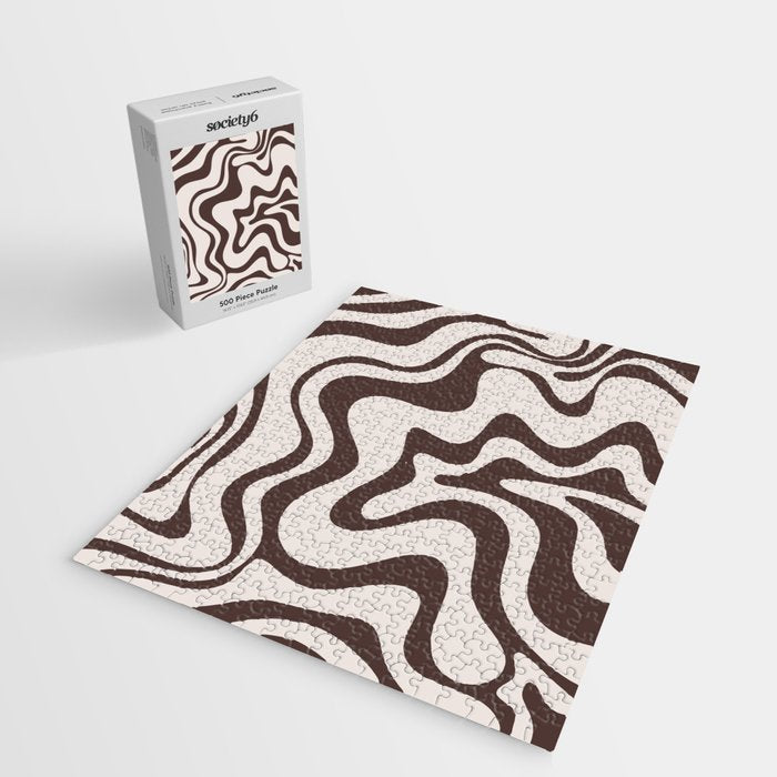 Retro Liquid Swirl Abstract Pattern in Brown Jigsaw Puzzle Gallery Image 2