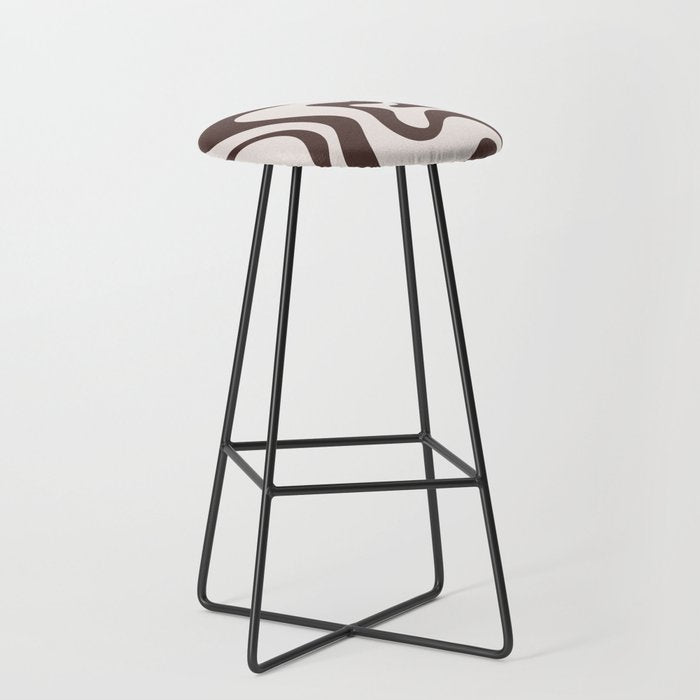 Retro Liquid Swirl Abstract Pattern in Brown Stool Gallery Image 1