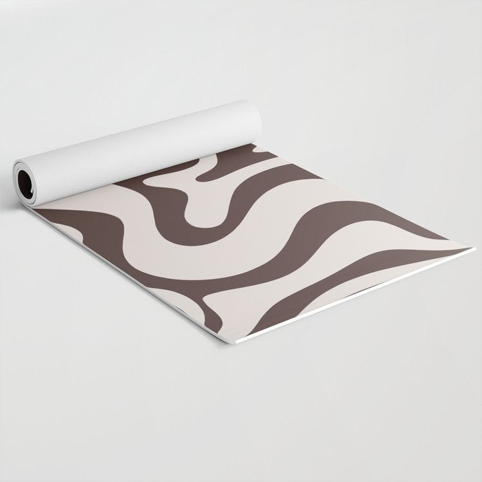 Retro Liquid Swirl Abstract Pattern in Brown Yoga Mat Gallery Image 2