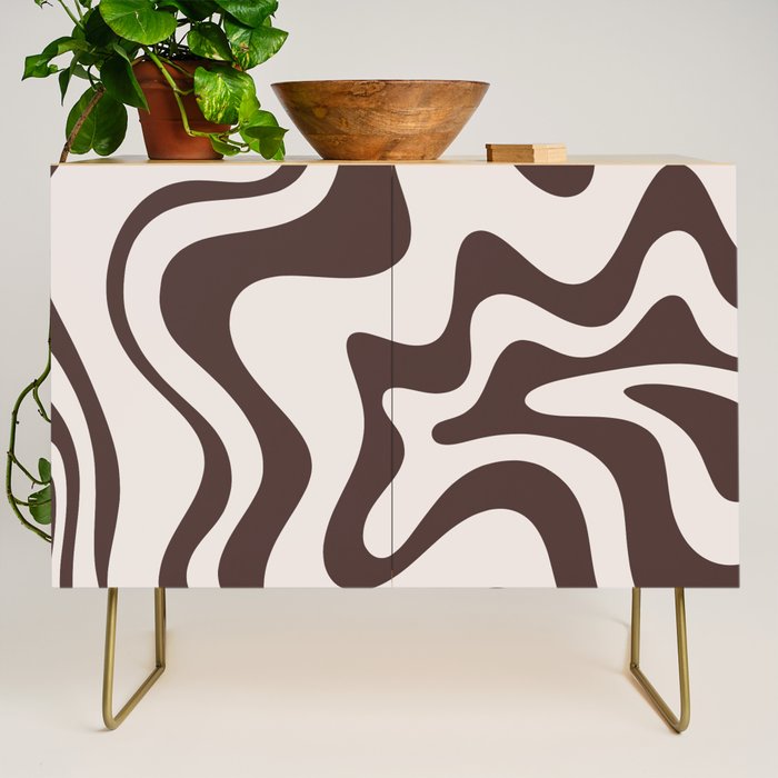 Retro Liquid Swirl Abstract Pattern in Brown Credenza Gallery Image 1