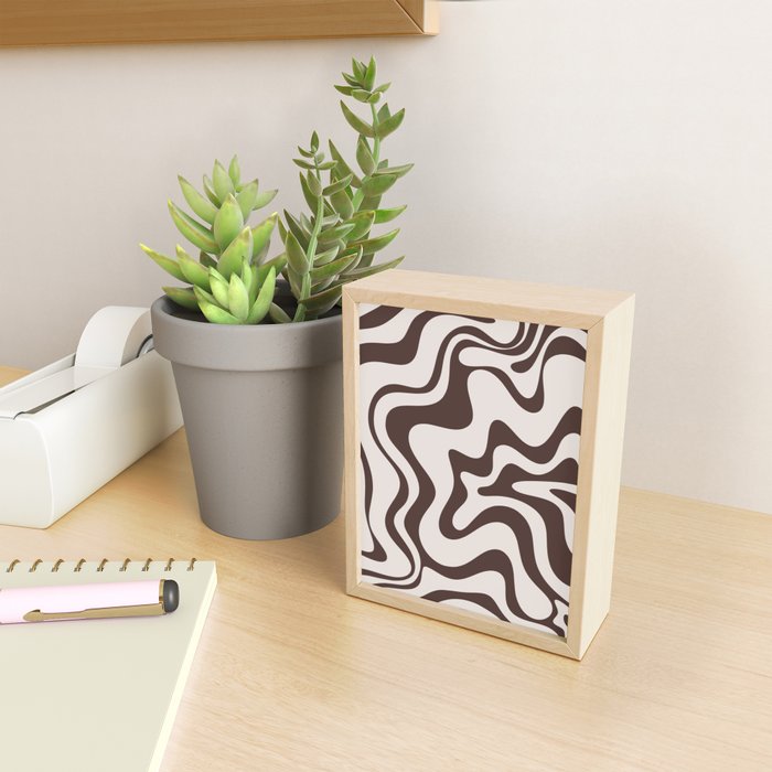 Retro Liquid Swirl Abstract Pattern in Brown Mini Art Print Gallery Image 2