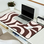 Retro Liquid Swirl Abstract Pattern in Brown Desk Mat Gallery Image 2