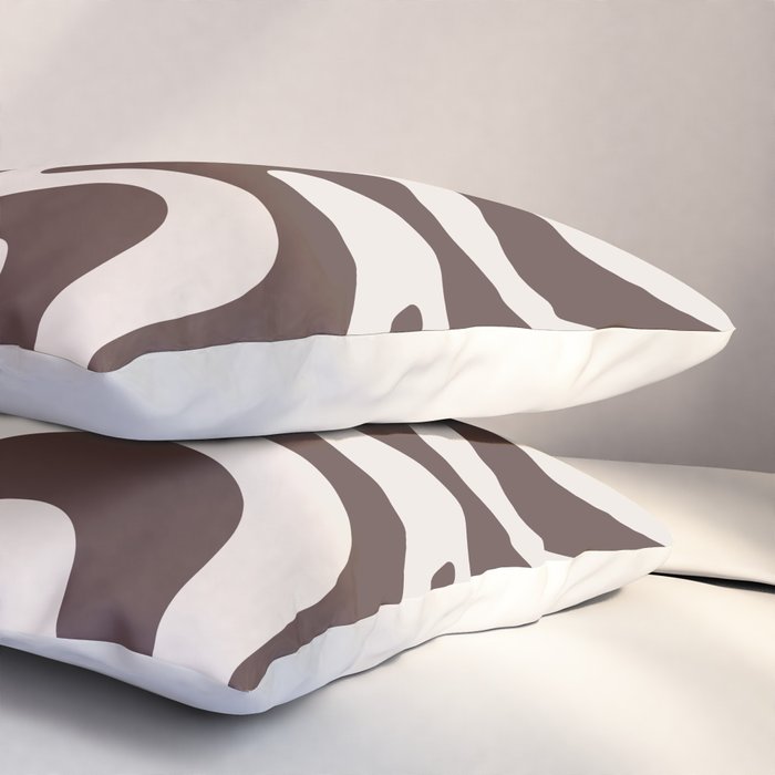 Retro Liquid Swirl Abstract Pattern in Brown Pillow Sham Gallery Image 3