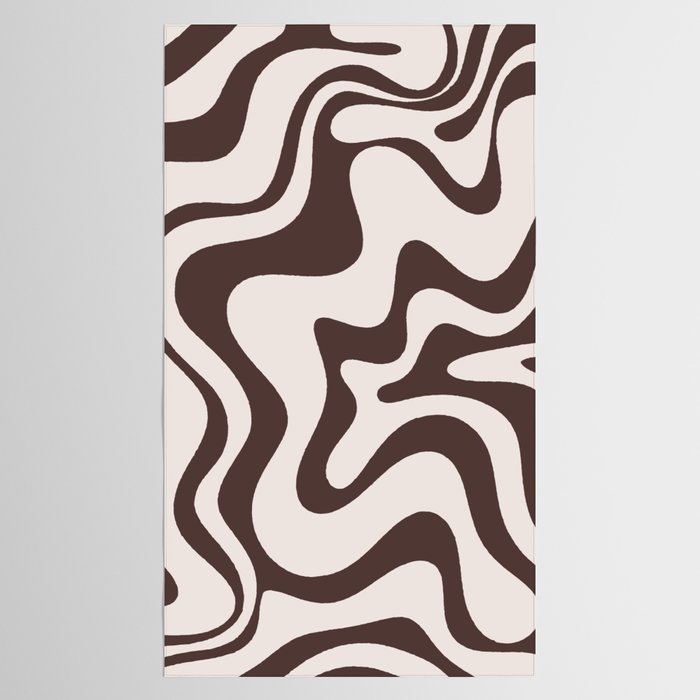 Retro Liquid Swirl Abstract Pattern in Brown Tablecloth Gallery Image 2