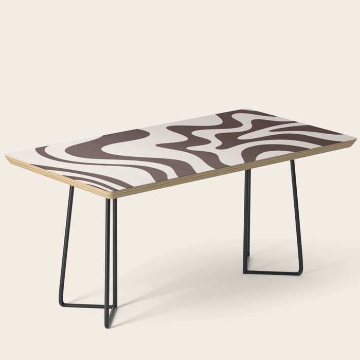 Retro Liquid Swirl Abstract Pattern in Brown Coffee Table Gallery Image 1