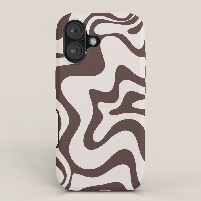 Retro Liquid Swirl Abstract Pattern in Brown iPhone Case Gallery Image 1