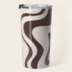 Retro Liquid Swirl Abstract Pattern in Brown Travel Mug Gallery Image 3