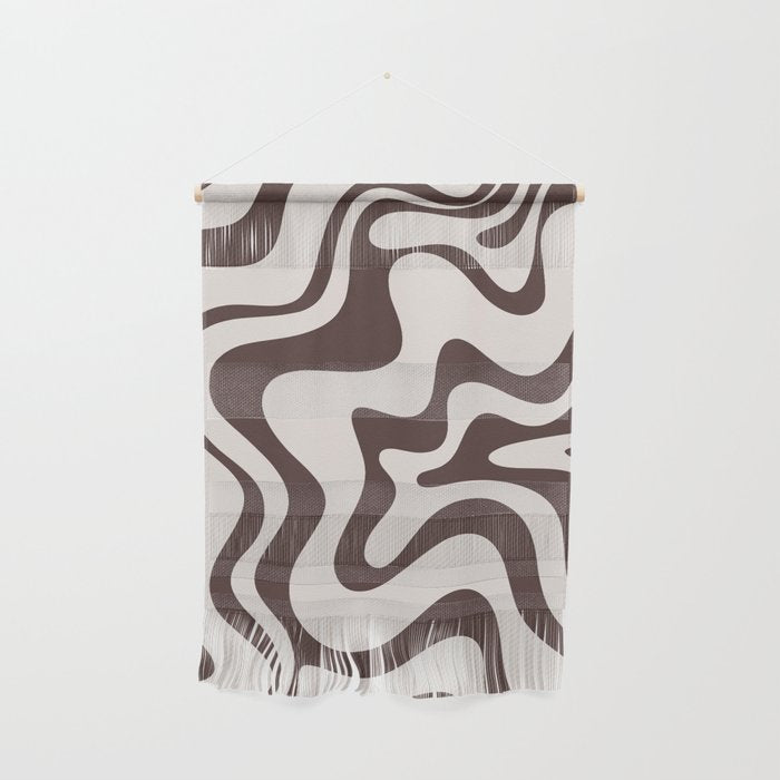 Retro Liquid Swirl Abstract Pattern in Brown Wall Hanging Gallery Image 1