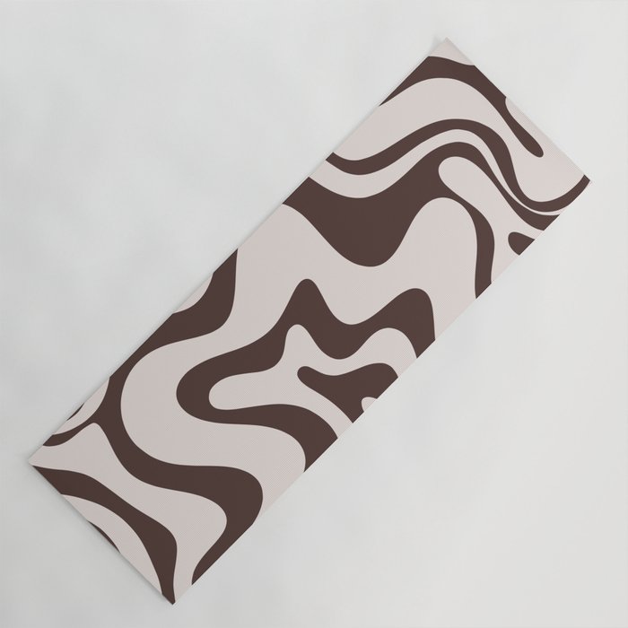 Retro Liquid Swirl Abstract Pattern in Brown Yoga Mat Gallery Image 1