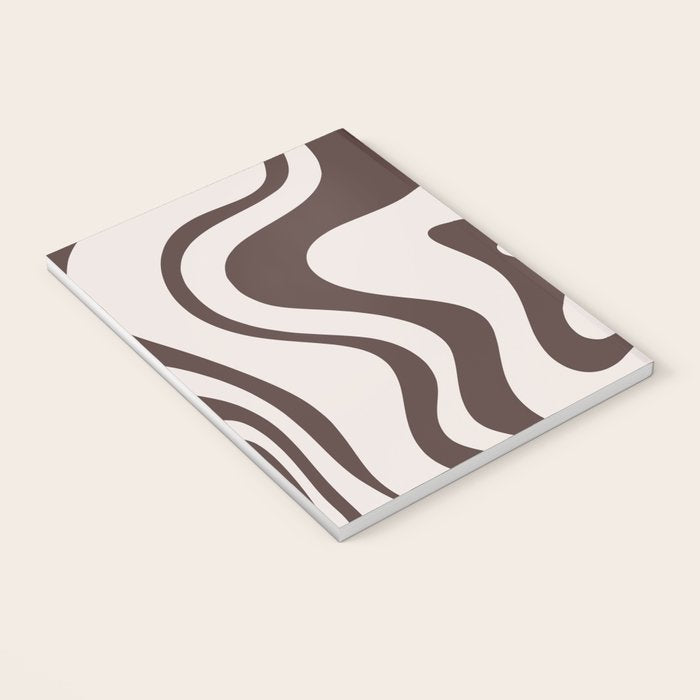 Retro Liquid Swirl Abstract Pattern in Brown Notebook Gallery Image 3