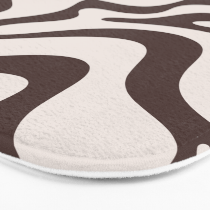 Retro Liquid Swirl Abstract Pattern in Brown Bath Mat Gallery Image 3