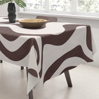 Retro Liquid Swirl Abstract Pattern in Brown Tablecloth Gallery Image 3