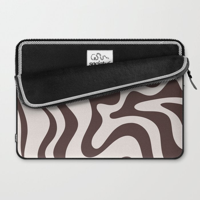 Retro Liquid Swirl Abstract Pattern in Brown Laptop Sleeve Gallery Image 2